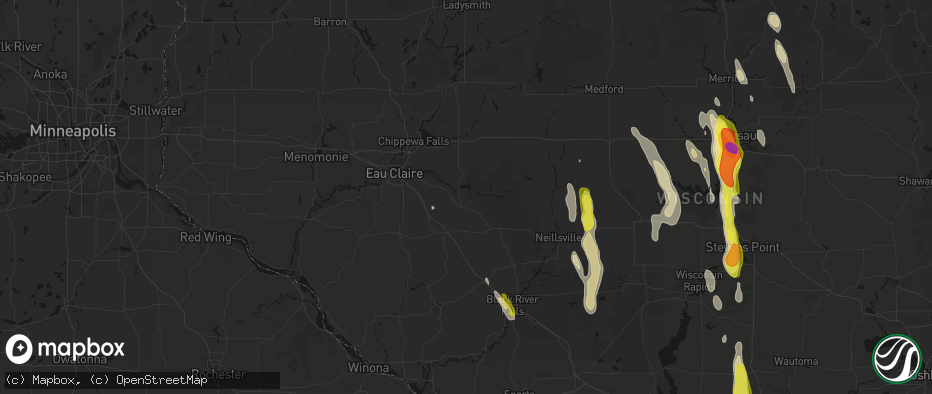 Hail map in Augusta, WI on May 27, 2026