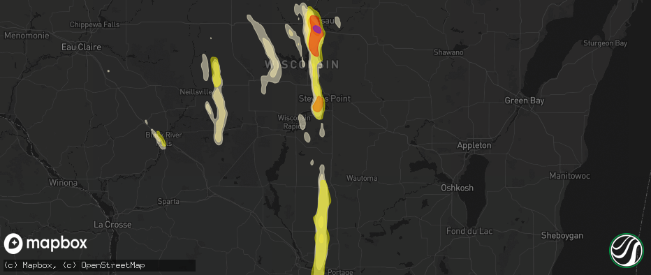 Hail map in Bancroft, WI on May 27, 2026