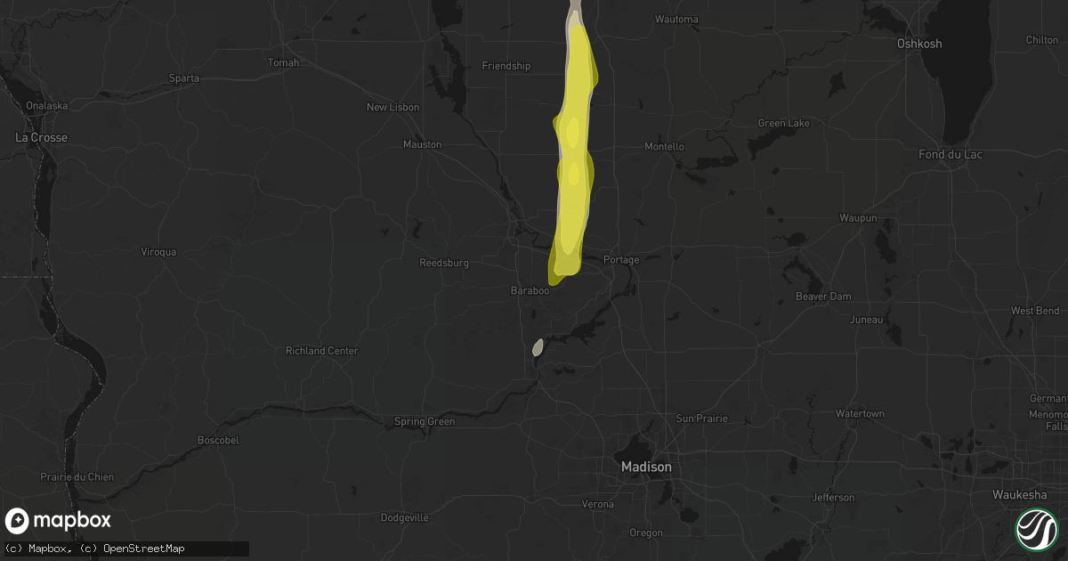 Hail map in Baraboo, WI on May 27, 2026