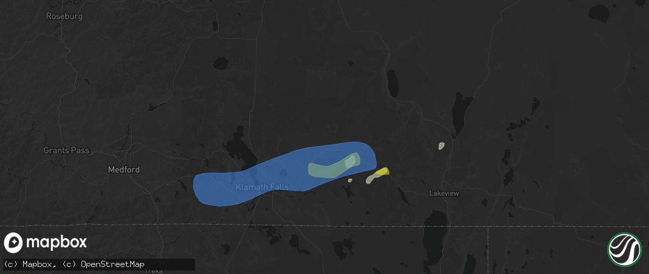 Hail map in Beatty, OR on May 27, 2026