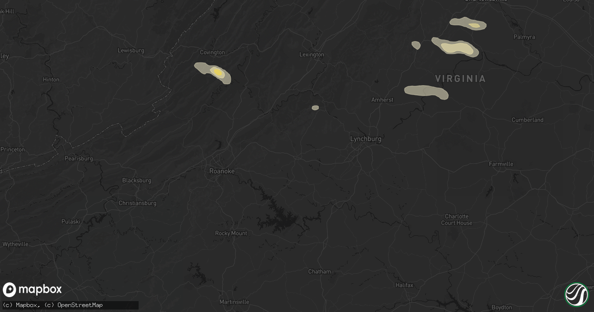 Hail map in Bedford, VA on May 27, 2026
