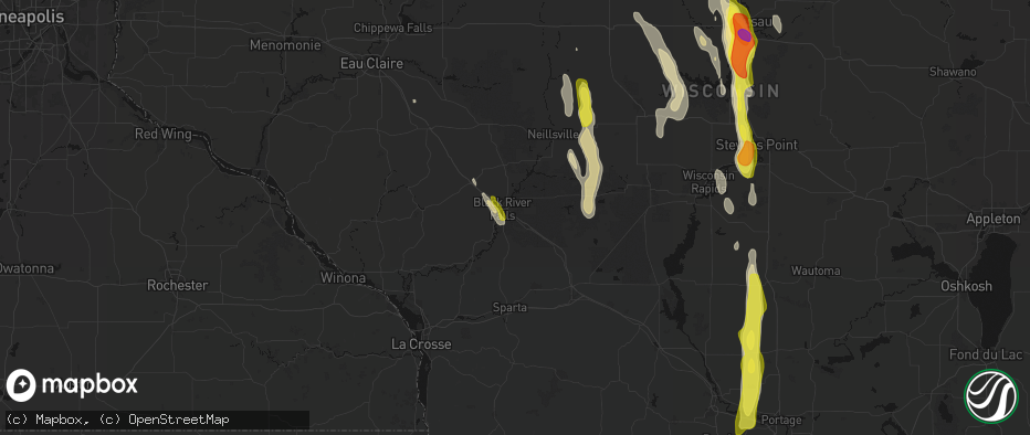 Hail map in Black River Falls, WI on May 27, 2026