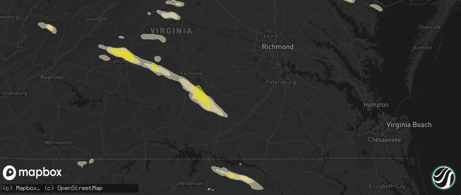 Hail map in Blackstone, VA on May 27, 2026