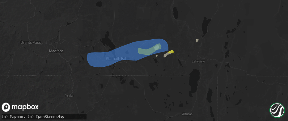 Hail map in Bonanza, OR on May 27, 2026