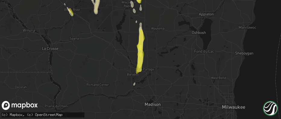 Hail map in Briggsville, WI on May 27, 2026