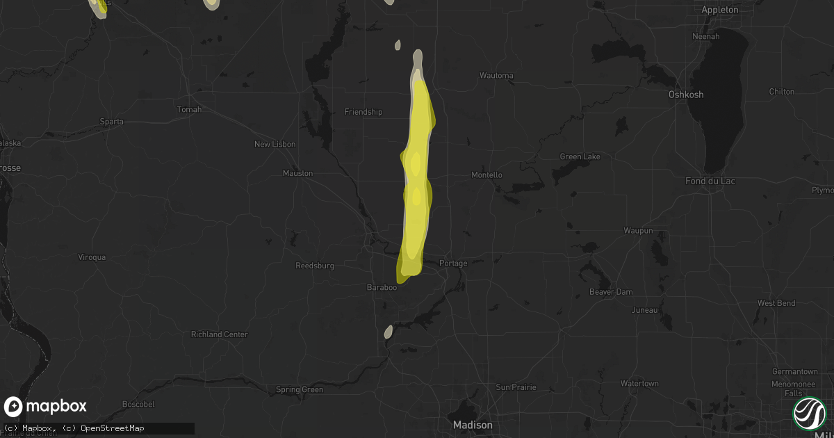 Hail map in Briggsville, WI on May 27, 2026