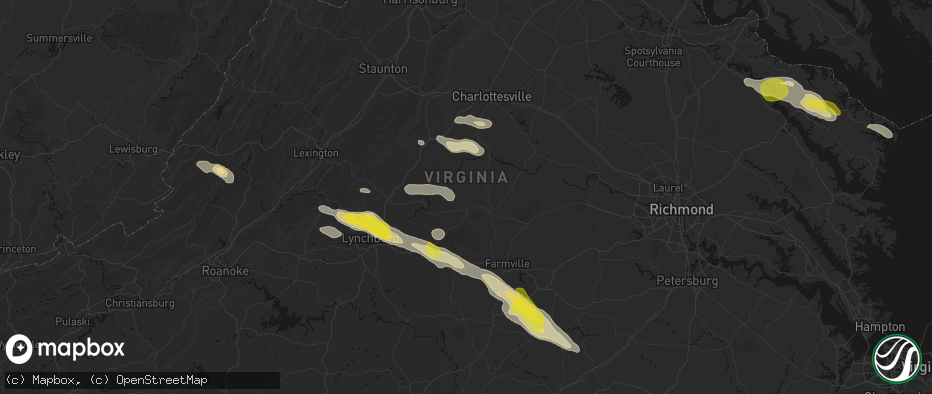 Hail map in Buckingham, VA on May 27, 2026