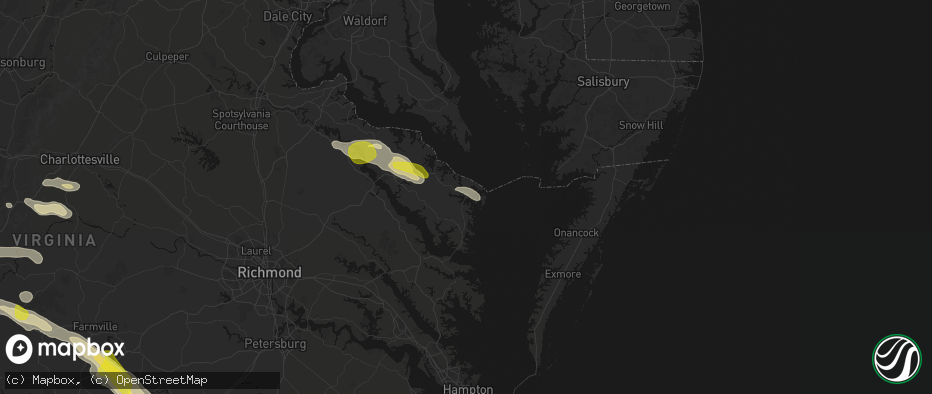 Hail map in Burgess, VA on May 27, 2026