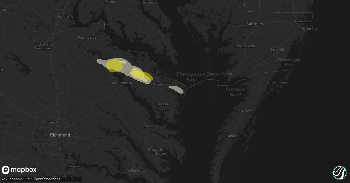 Hail map in Burgess, VA on May 27, 2026