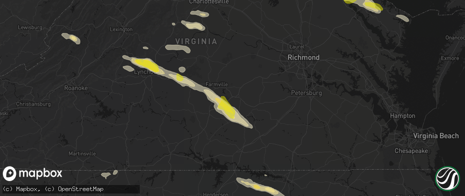 Hail map in Burkeville, VA on May 27, 2026