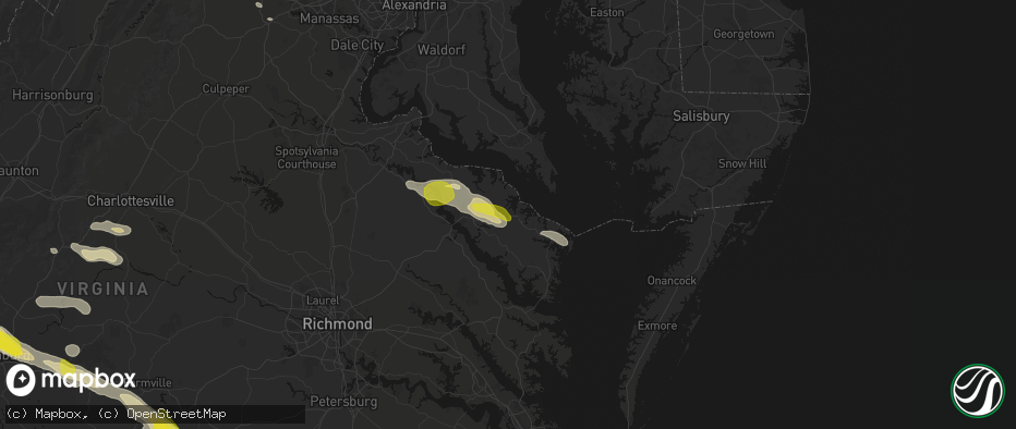 Hail map in Callao, VA on May 27, 2026