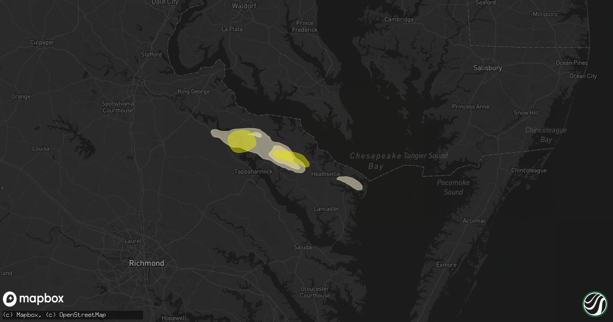 Hail map in Callao, VA on May 27, 2026