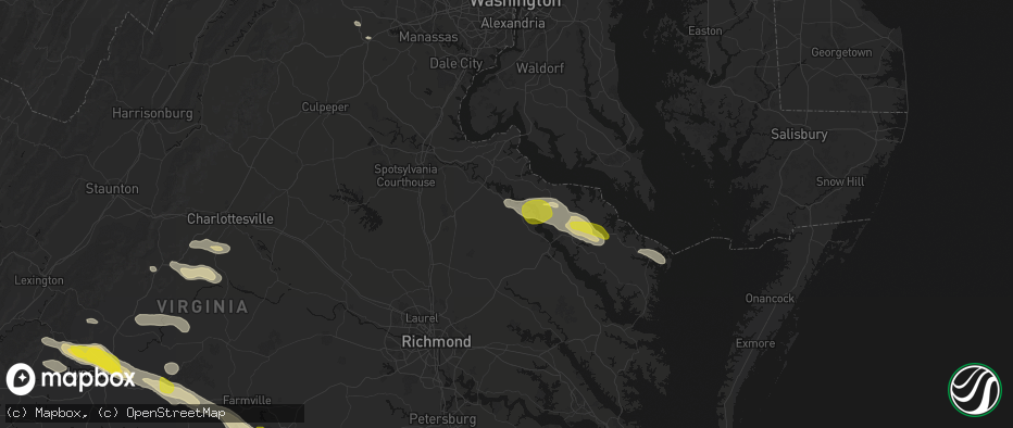 Hail map in Caret, VA on May 27, 2026