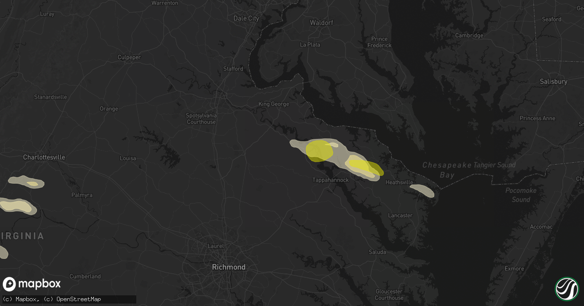 Hail map in Caret, VA on May 27, 2026