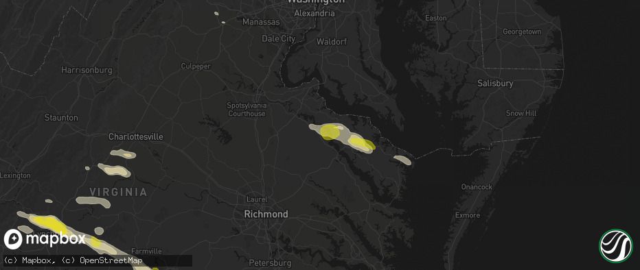 Hail map in Champlain, VA on May 27, 2026