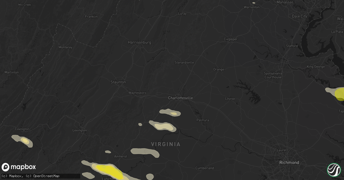 Hail map in Charlottesville, VA on May 27, 2026