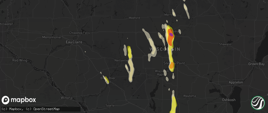 Hail map in Chili, WI on May 27, 2026