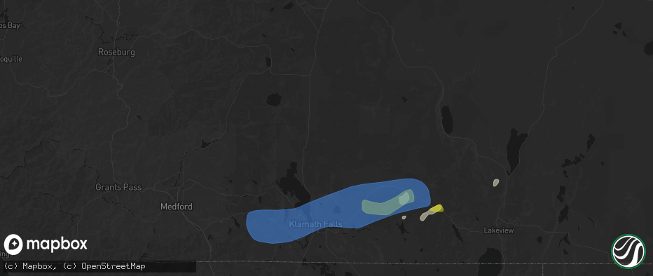 Hail map in Chiloquin, OR on May 27, 2026