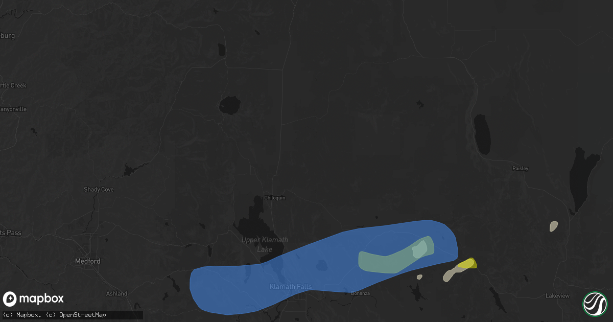 Hail map in Chiloquin, OR on May 27, 2026