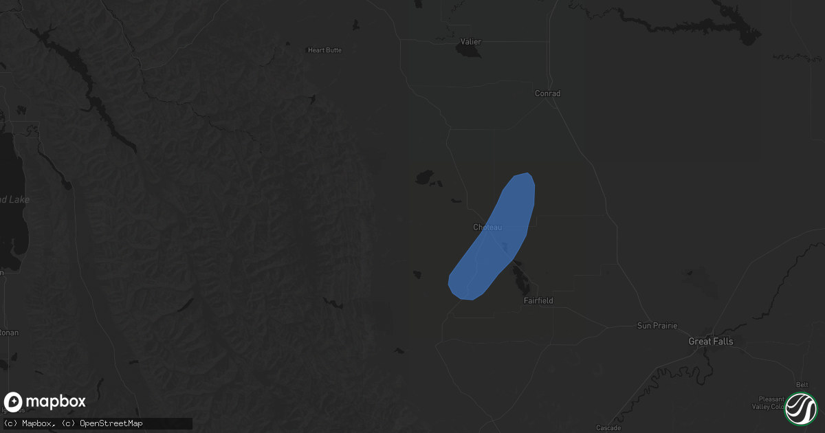 Hail map in Choteau, MT on May 27, 2026