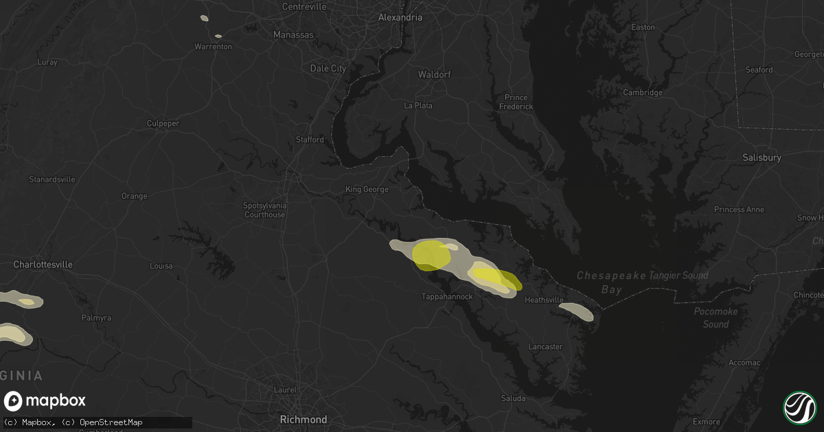 Hail map in Colonial Beach, VA on May 27, 2026