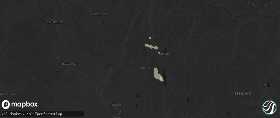 Hail map in Council, ID on May 27, 2026