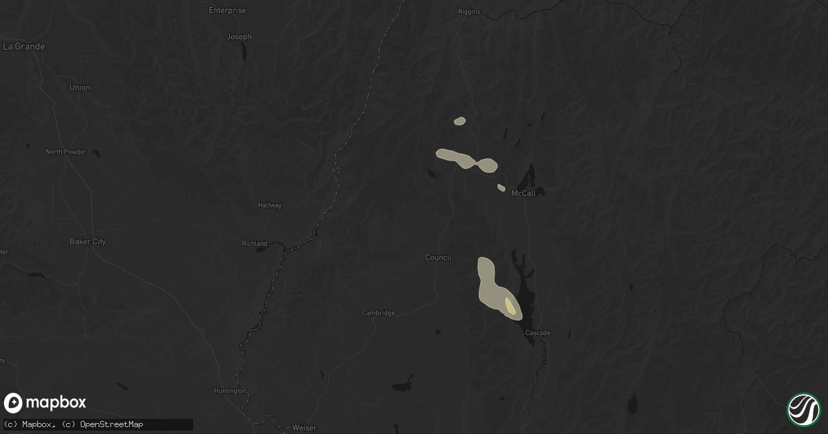 Hail map in Council, ID on May 27, 2026