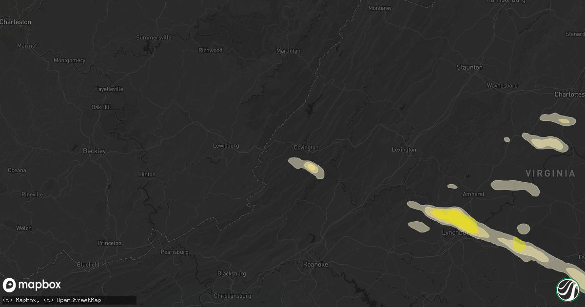 Hail map in Covington, VA on May 27, 2026