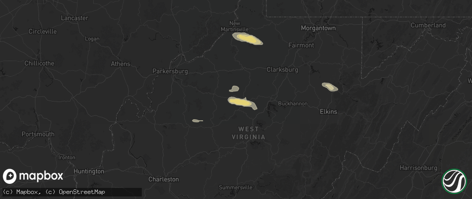 Hail map in Coxs Mills, WV on May 27, 2026