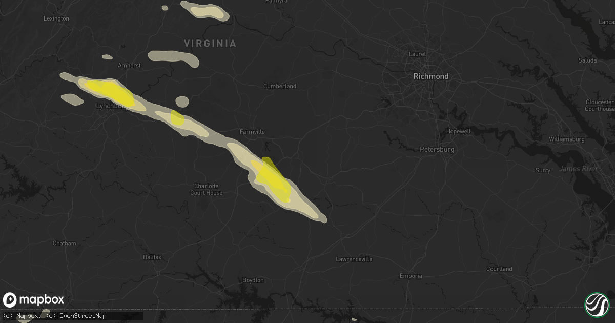 Hail map in Crewe, VA on May 27, 2026