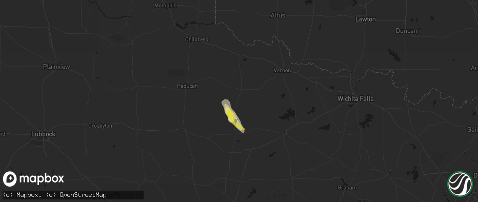Hail map in Crowell, TX on May 27, 2026