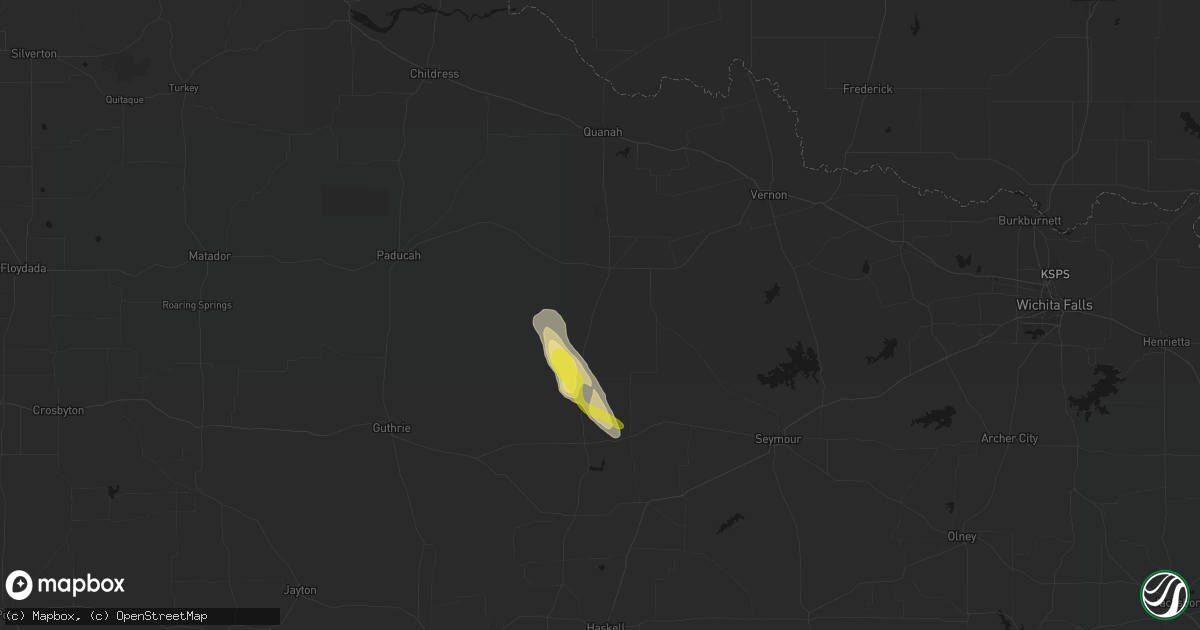 Hail map in Crowell, TX on May 27, 2026
