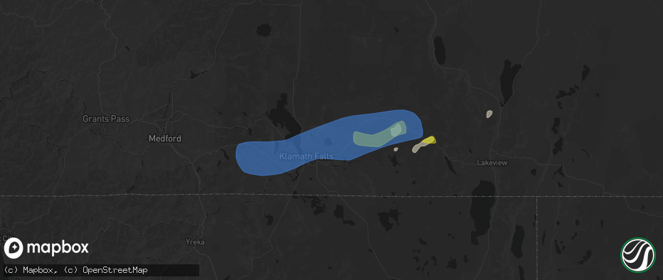 Hail map in Dairy, OR on May 27, 2026