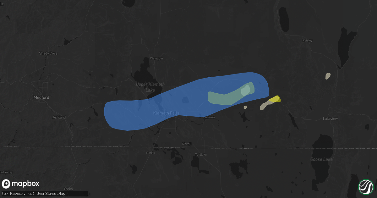 Hail map in Dairy, OR on May 27, 2026