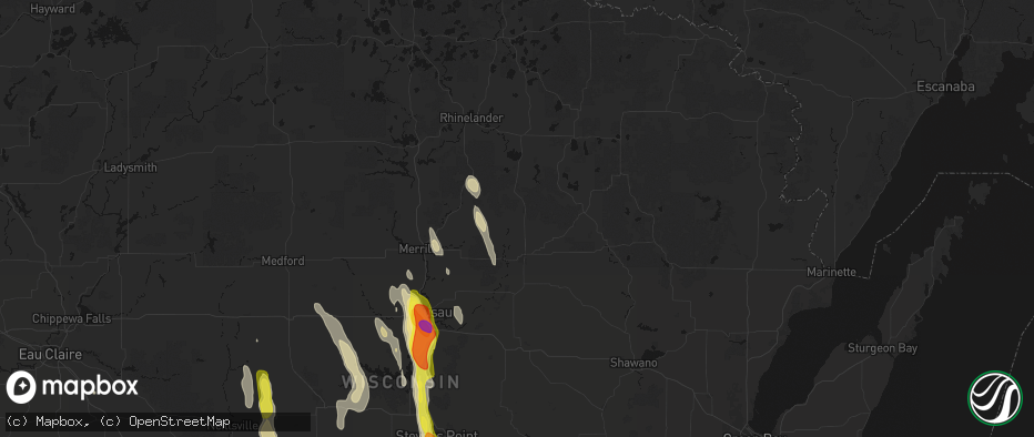 Hail map in Deerbrook, WI on May 27, 2026