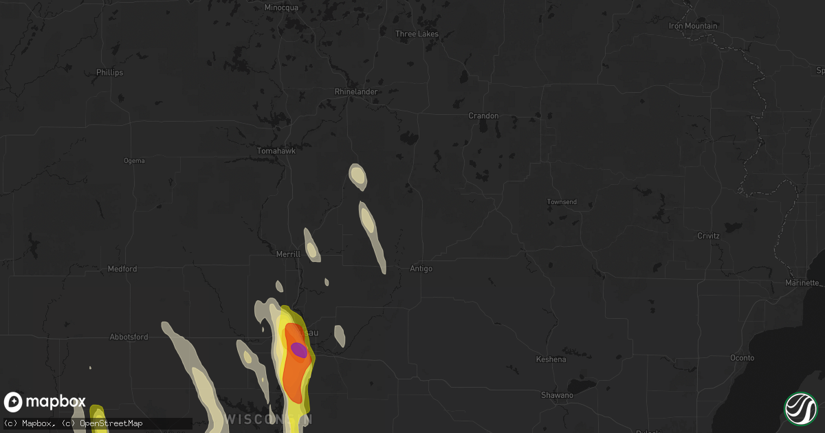 Hail map in Deerbrook, WI on May 27, 2026