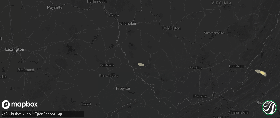 Hail map in Dingess, WV on May 27, 2026