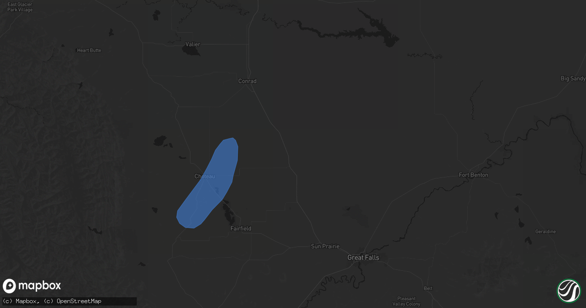 Hail map in Dutton, MT on May 27, 2026