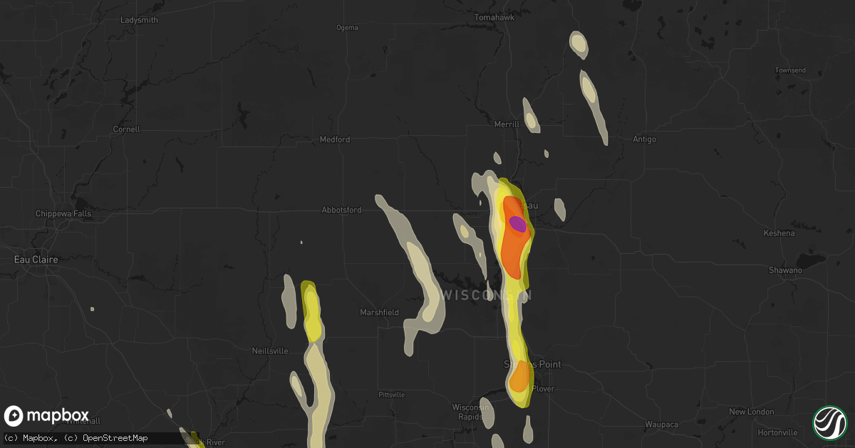 Hail map in Edgar, WI on May 27, 2026