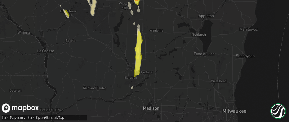 Hail map in Endeavor, WI on May 27, 2026