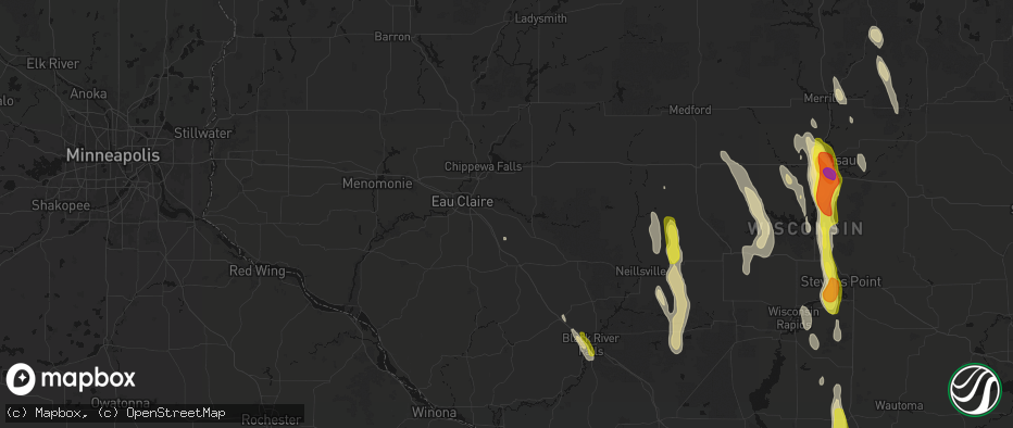 Hail map in Fall Creek, WI on May 27, 2026