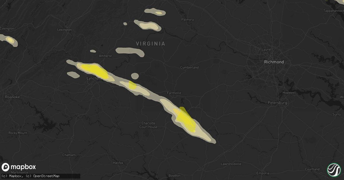 Hail map in Farmville, VA on May 27, 2026