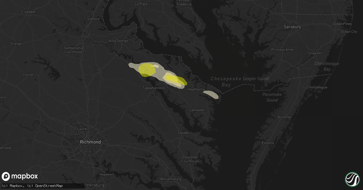 Hail map in Farnham, VA on May 27, 2026