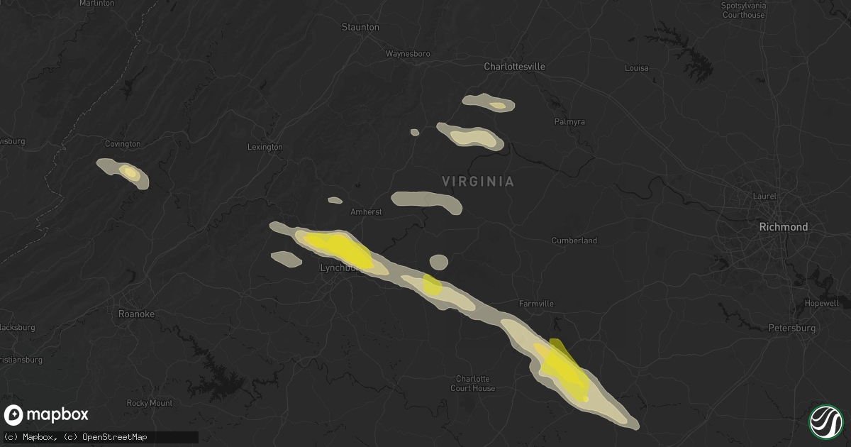 Hail map in Gladstone, VA on May 27, 2026