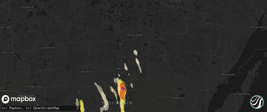 Hail map in Gleason, WI on May 27, 2026