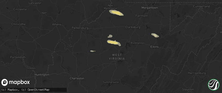 Hail map in Glenville, WV on May 27, 2026