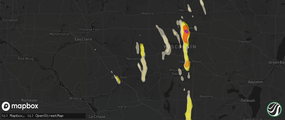 Hail map in Granton, WI on May 27, 2026