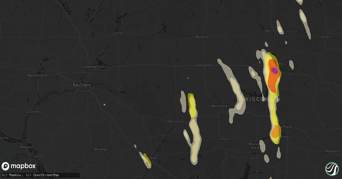 Hail map in Greenwood, WI on May 27, 2026