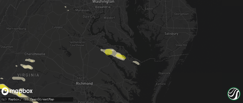 Hail map in Hague, VA on May 27, 2026
