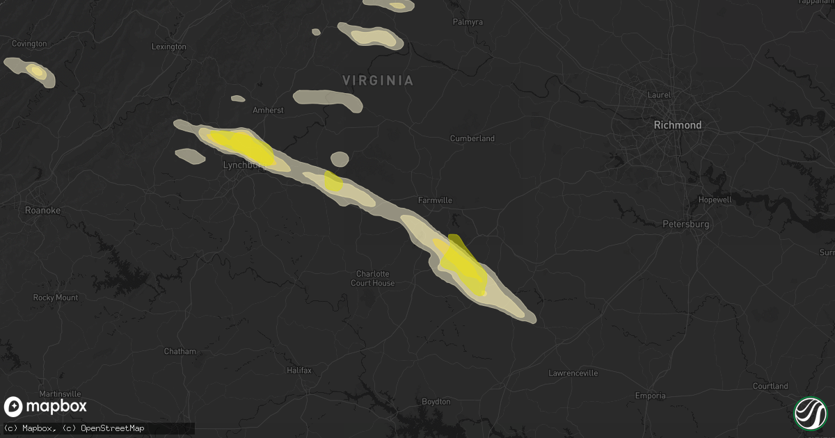 Hail map in Hampden Sydney, VA on May 27, 2026
